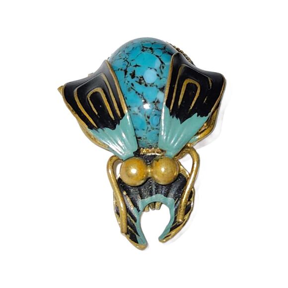 Vintage Enamel SCARAB Beetle Brooch - Picture 4 of 10
